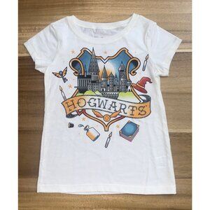 Harry Potter Kids Girls Hogwarts Graphic T-Shirt Off-White Size Small
